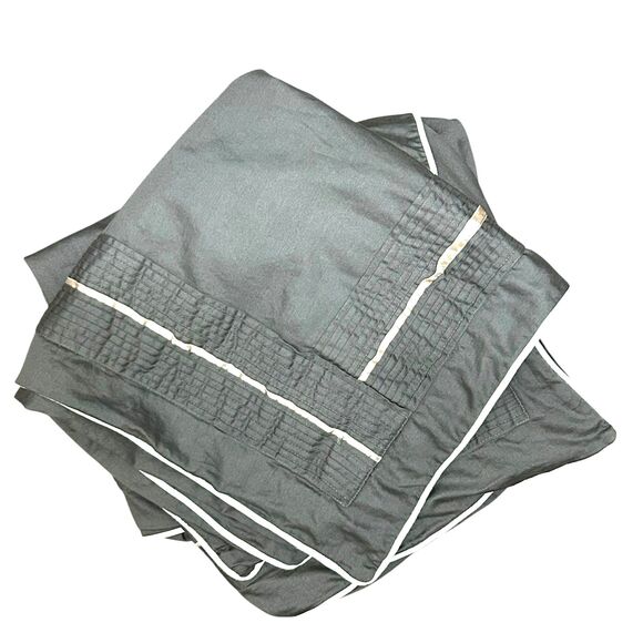 Croscill Home European Pillow Sham Grey Pleated Silver Stripe 24 x 24" Set of 2 - Picture 1 of 9